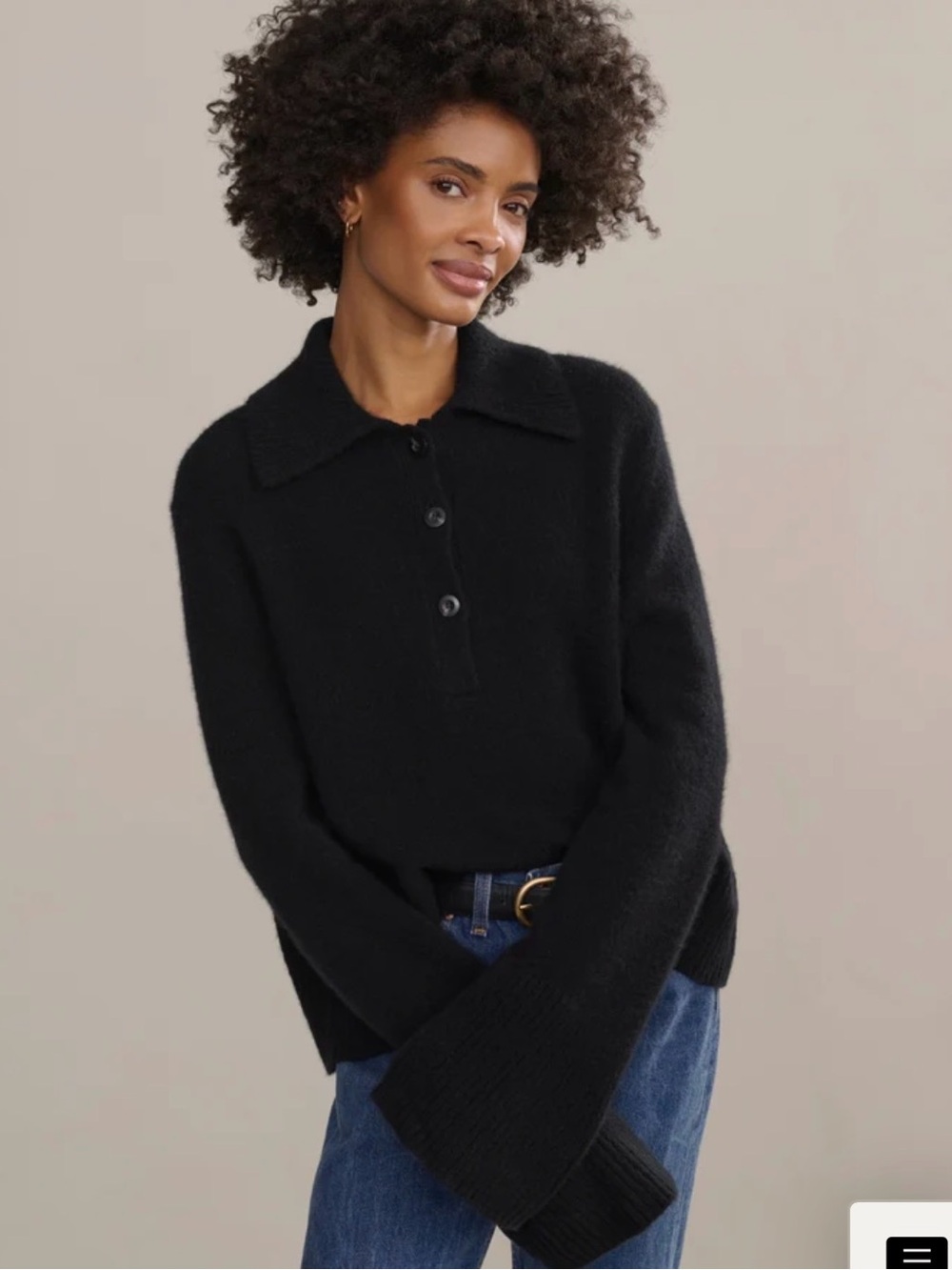 Jenni Kayne Black Polo-Collar Knit Sweater